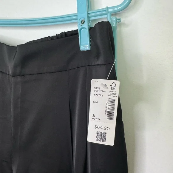 Reitmans Black Satin Trouser Dress Pants Size 8P New 29” inseam - Picture 9 of 10